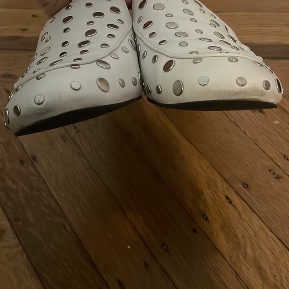 Kenneth Cole White Leather Studded Loafers - Picture 2 of 3